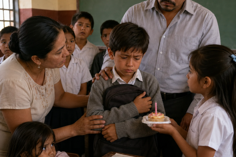 El Niño De 10 Años Siempre Decía Que No Tenía Cumpleaños… Hasta Que Un Pastelito De Su Compañera Reveló La Verdad De Una Casa Aterradora