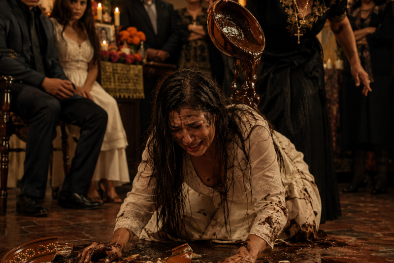 Una vez limpié manchas de mole sobre el frío piso de cantera, después de que mi suegra me arrojara la ofrenda entera a la cara — tres años después, regresé con un traje blanco, tomada de la mano de dos niños que tenían exactamente los ojos de los Duarte