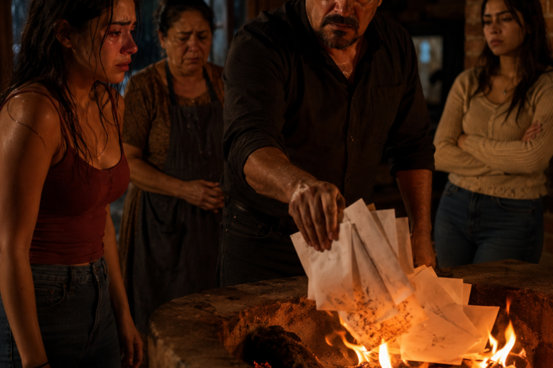 Mi madre se quedó callada mientras mi padre quemaba mis cartas universitarias en una noche lluviosa en Puebla — pero cuando salió a la luz el expediente de la hipoteca, entendió que la hija que abandonaron tenía la llave de la casa.