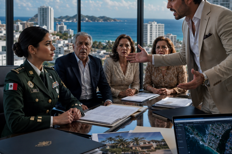 En Una Reunión De Herencia En México, El Hermano Declaró Que Las Siete Casas Frente Al Mar Eran Suyas — Pero La Oficial Silenciosa Solo Le Hizo Una Pregunta A Su Padre Que Dejó Muda A Toda La Notaría