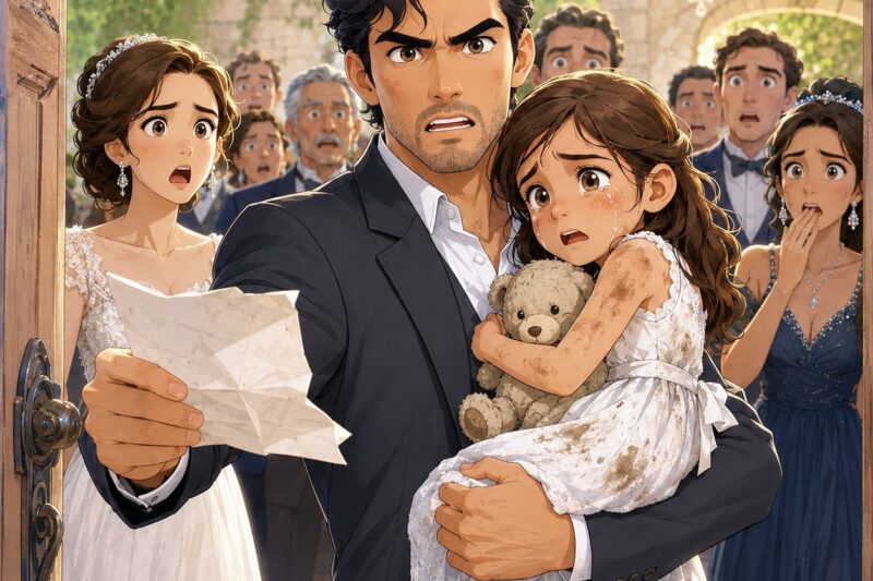 LA MUJER QUE IBA A CONVERTIRSE EN LA MADRASTRA DE MI HIJA LA ENCERRÓ EN UN BAÑO OSCURO EN MEDIO DE NUESTRA BODA EN LA HACIENDA… PERO CUANDO ROMPÍ LA PUERTA Y LEÍ LA CARTA TEMBLOROSA QUE MI PEQUEÑA TENÍA EN LAS MANOS… TODOS LOS INVITADOS RICOS DE LA HACIENDA QUEDARON HELADOS POR EL TERRIBLE SECRETO DE LA NOVIA.