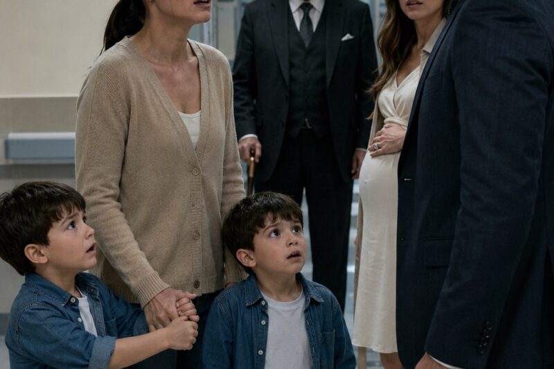 MI ESPOSO LLEGÓ AL HOSPITAL CON UN ABOGADO PARA OBLIGARME A FIRMAR EL DIVORCIO… PERO MIS HIJOS GEMELOS DIJERON UNA SOLA FRASE QUE DEJÓ TODO EL PASILLO EN SILENCIO Y EL HOMBRE QUE SALIÓ DETRÁS DE LA PUERTA HIZO QUE EL ROSTRO DE MI ESPOSO PERDIERA TODO EL COLOR
