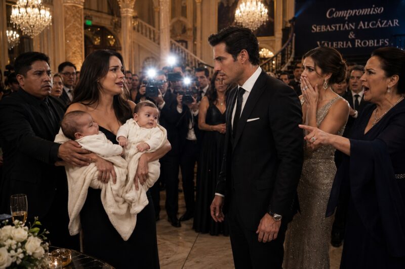 “Ella entró al baile más exclusivo de Ciudad de México cargando a dos bebés… y toda la élite quedó en shock cuando el heredero millonario susurró: ‘Son mis hijos.’”