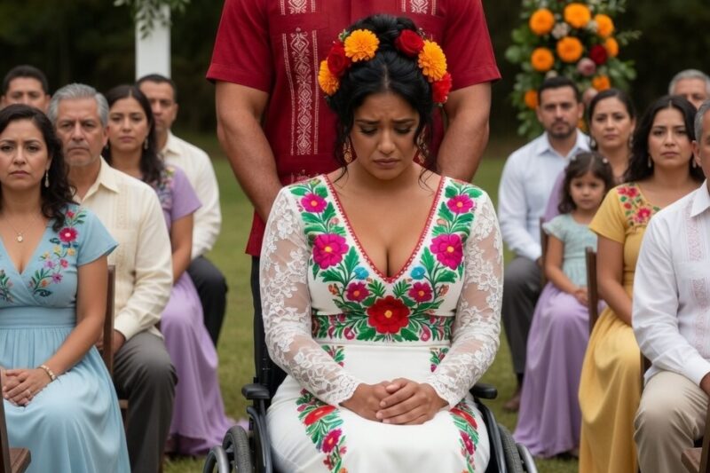 LA FAMILIA DE MI PROMETIDO SE BURLÓ DE MÍ EN NUESTRA BODA POR ESTAR EN SILLA DE RUEDAS… Hasta que la hija de él caminó hacia el altar y dijo algo que dejó a todos paralizados. Y el hombre que había permanecido en silencio detrás de mí… finalmente habló.
