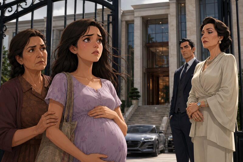 ELLA LLEGÓ EMBARAZADA HASTA LA PUERTA DE SU CASA SUPLICANDO UN LUGAR A SU LADO ÉL MIRÓ DIRECTAMENTE SU VIENTRE Y NEGÓ FRÍAMENTE AL BEBÉ NADIE IMAGINÓ QUE 7 AÑOS DESPUÉS ELLA REGRESARÍA CON UN SECRETO QUE DEJARÍA A TODA LA FAMILIA HELADA…