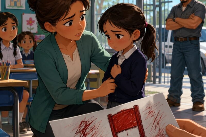 La Maestra Descubrió un Secreto Horrible Tras el Dibujo de una Silla Roja Una niña mexicana de seis años se negó a sentarse durante todo el día de clases. Y cuando la verdad salió a la luz… toda la escuela entró en pánico.