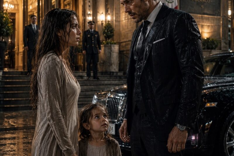 EL MILLONARIO ECHÓ A UNA MUJER Y A SU HIJA BAJO LA LLUVIA… Pero cuando la niña lo llamó “papá”, todo el hotel quedó en silencio