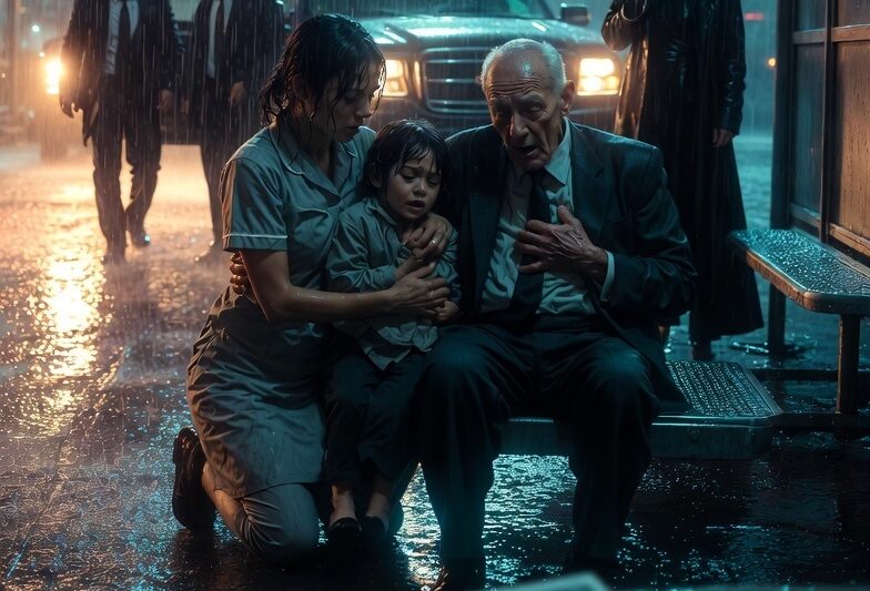 El Anciano Sin Hogar Temblaba en una Parada de Autobús Bajo la Lluvia — Pero Cuando Abrí Su Abrigo, Descubrí Algo Que Destruyó Todo Lo Que Creía Sobre Mi Madre
