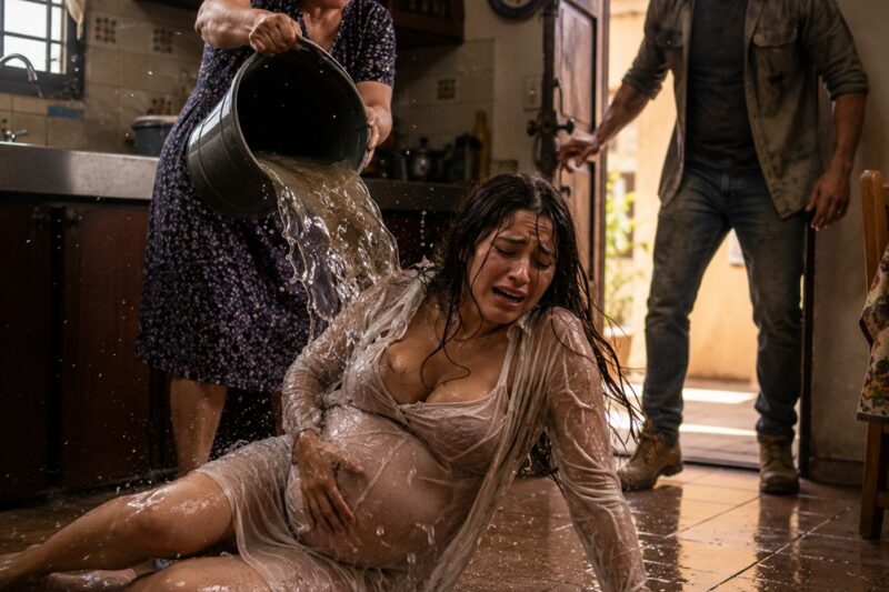 Durante los últimos días de mi embarazo, mi suegra me arrojó un balde entero de agua sucia y provocó una caída terrible… Pero en el mismo instante en que mi esposo apareció, hizo algo que la dejó completamente paralizada
