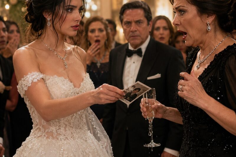 “La exsuegra llegó en un Mercedes plateado para humillarme frente a cientos de invitados en mi boda… pero en cuanto le mostré una fotografía, se quedó pálida, le tembló la mano, dejó caer la copa de champagne y salió caminando en medio del silencio más incómodo de todo el salón.”