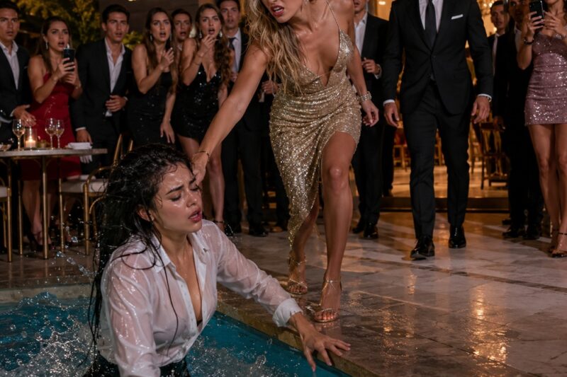 En medio de una lujosa fiesta en un exclusivo restaurante de cinco estrellas, una cruel heredera millonaria empujó a una camarera al interior de la piscina. Pero justo cuando un poderoso magnate apareció en la entrada… un secreto perdido salió a la luz y dejó a todos completamente en shock…