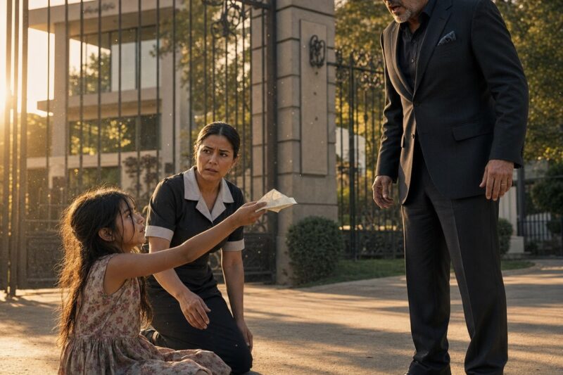 Una niña se desploma frente a la reja de hierro de un CEO millonario, susurrando: “Respirar duele”… y el papel escondido en su vestido revela el secreto que su empresa había enterrado.