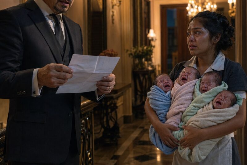 El empresario encontró a la empleada doméstica cargando a los cuatro bebés a las 3 de la madrugada… y por fin entendió por qué su mansión llevaba meses “llorando”.