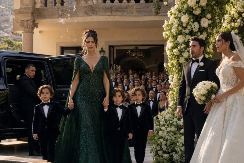 “Llevé a mis trillizos de cinco años a la boda de mi exesposo millonario, y en el segundo en que su familia los vio, toda la mansión quedó en completo silencio.