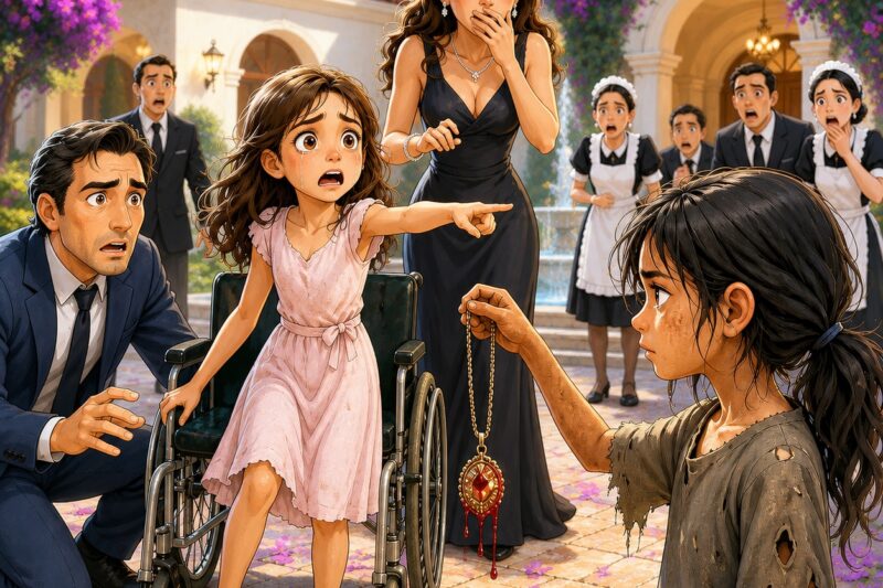 El magnate mexicano llevó a una niña vagabunda a su mansión solo por compasión… Pero apenas la pequeña se acercó al oído de la niña paralítica y le susurró unas palabras, toda la familia Castillo cayó en el caos…