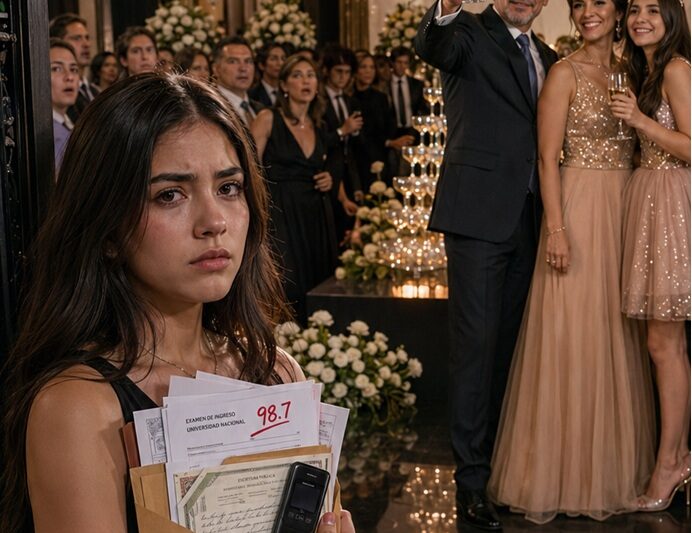 Mentí y le dije a mi padre que había reprobado el examen de admisión… aunque saqué 98.7 puntos.  Él simplemente respondió:  —Lárgate de esta casa.  No lloré. No le rogué.  Porque yo ya sabía que aquella casa nunca había sido un hogar… era una trampa esperando mi firma.