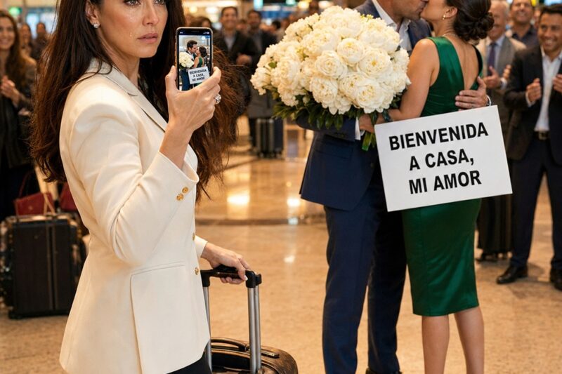 Regresé un día antes de una importante feria de bodas de lujo… y encontré a mi esposo, un reconocido médico, esperando en el aeropuerto con mis flores favoritas… para otra mujer