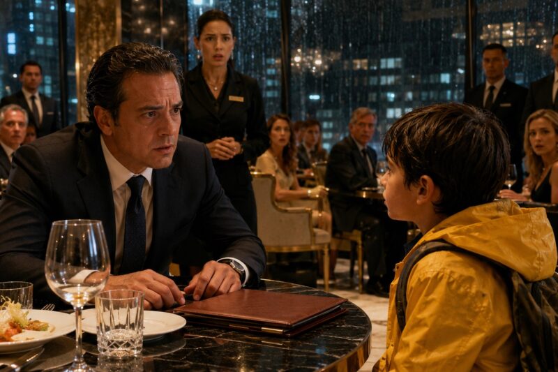 Llevó a Su Hija a Refugiarse de la Lluvia en un Restaurante de Lujo… Pero Todos Se Burlaron: “No Sienten a Esa Niña Empapada” — Jamás Imaginaron Que Terminaría Sentada Frente al Hombre Que Ella Creía Que Las Había Abandonado. Y Cuando Él Preguntó: “¿Es Mi Hija?”, Años de Silencio Se Derrumbaron de Golpe… Porque Ella Es la Heredera Que Intentaron Borrar