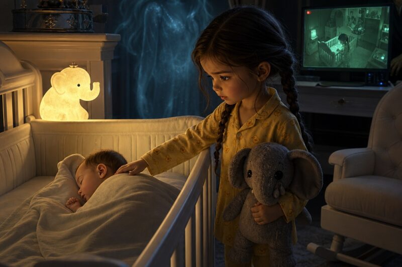 La hija pequeña de la empleada doméstica se colaba cada noche en la habitación del bebé del millonario… hasta que la cámara oculta reveló quién estaba realmente “cuidando” a su hijo