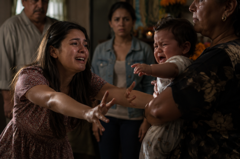 Escuché a mi hijo llorar detrás de una puerta cerrada con llave, mientras toda la familia de mi esposo me presionaba para llamar a mis padres y pedirles dinero — lo que no sabían era que mi siguiente llamada no sería para mi madre.