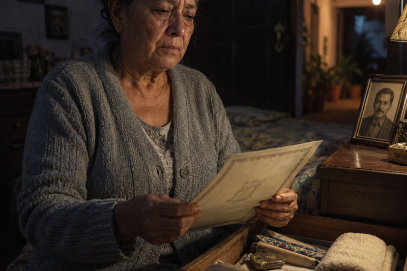 Después de la cena en la que su propio hijo la humilló, la madre sacó en silencio la escritura de la casa escondida bajo unas toallas viejas — y esa misma noche, él llegó al portón y encontró una cerradura nueva con una familia desconocida mudándose