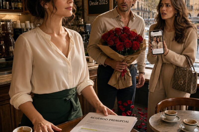 “Tres años después de que me obligó a firmar el divorcio como parte de una apuesta con su mejor amiga, apareció en mi puerta con rosas rojas convencido de que lo estaba esperando. Lo que no sabía es que yo ya no era la misma mujer que él había abandonado embarazada.”