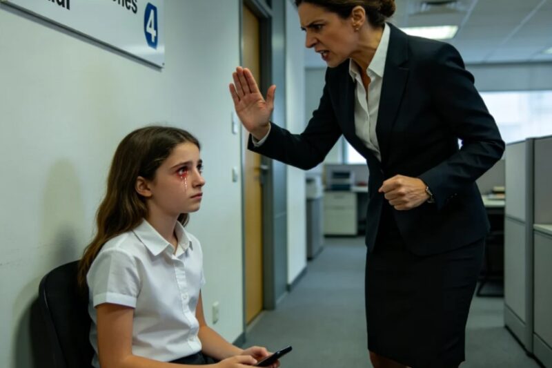 La niña que esperaba a su padre: la secretaria que la humilló frente a toda la empresa no sabía con quién se estaba metiendo — y lo que pasó después dejó a todos sin palabras
