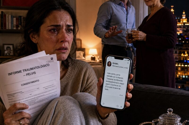 “Mi marido llevaba siete años ‘ajustándome los huesos’ cada viernes por la noche. Cuando se lo conté a mi amiga traumatóloga en la cena de exalumnos, se le cayeron los palillos de las manos y me arrastró al baño temblando.”