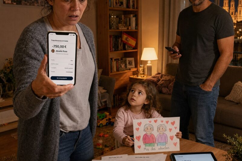 “Mi marido lleva 6 años enviando 800€ al mes a sus padres sin decirme nada. El día que lo descubrí, hice algo que lo dejó sin palabras — y fue mi hija de 5 años quien reveló el secreto que nadie quería escuchar”