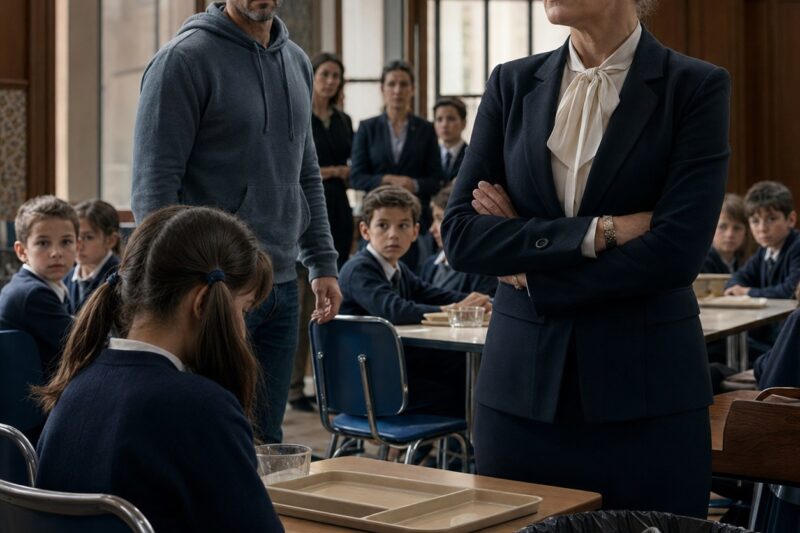 FUI AL COLEGIO DE MI HIJA DE SEIS AÑOS PARA DARLE UNA SORPRESA, PERO ME QUEDÉ PARALIZADO CUANDO VI A LA PROFESORA TIRAR SU ALMUERZO A LA BASURA Y GRITARLE: “¡NO TE MERECES COMER!” — NO SABÍA QUE YO ERA EL HOMBRE QUE PODÍA DESTRUIR SU CARRERA