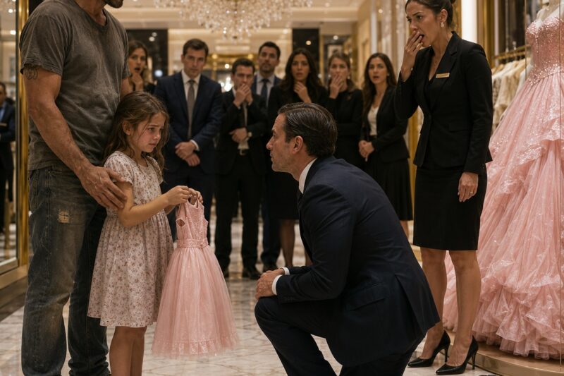 Entró en una boutique de lujo vestido como un mendigo para comprarle un vestido a su hija, pero nadie sabía que el dueño del centro comercial acababa de llegar