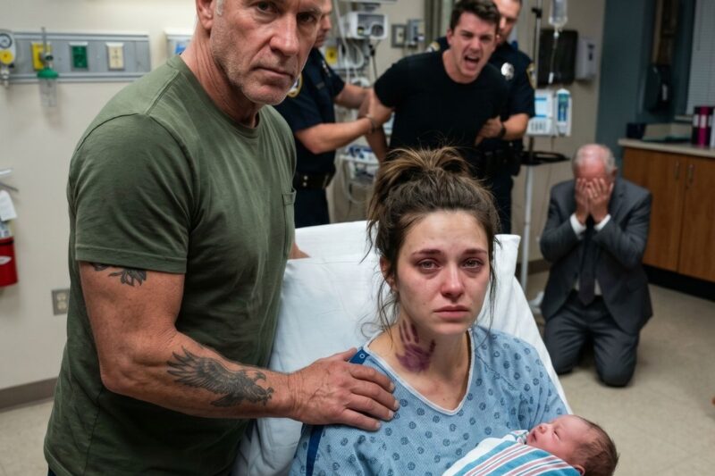 Estaba sosteniendo a mi hija recién nacida cuando mi tío sordo entró y vio las marcas de manos en mi cuello. Mi esposo sonrió, dio un paso hacia mí y quiso arrancarme a la bebé de los brazos para demostrarme “quién mandaba”. Pero nunca llegó a tocarla. Mi tío se interpuso en silencio, se quitó los audífonos y los dejó junto a un viejo Zippo de Khe Sanh. Cuando mi suegro multimillonario vio ese encendedor, su rostro se volvió ceniza.