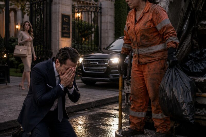 Mi exesposo millonario me vio colgada de un camión de basura frente a la mansión donde antes fui su esposa… pero no sabía que ahí mismo iba a descubrir los dos hijos que abandonó conmigo