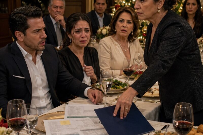 En plena cena de Nochebuena, mi yerno llamó “carga” a mi hija frente a todos… hasta que saqué la carpeta que probaba lo que él llevaba meses escondiendo