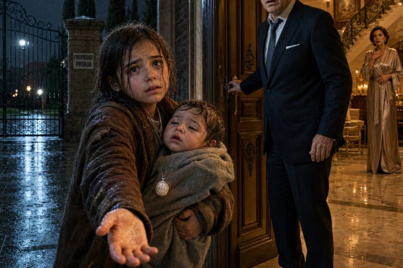 “Pidió Un Vaso De Leche Para Su Hermanito Frente A Una Mansión De La Moraleja, Pero Cuando Dijo El Nombre De Su Abuela, El Millonario Sintió Que El Pasado Volvía Para Cobrarle Una Deuda”