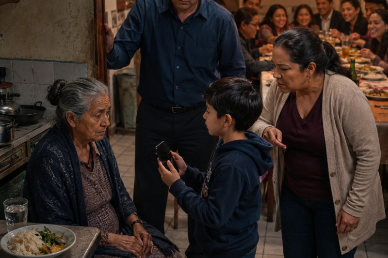 La Madre Anciana Fue Obligada Por Su Nuera A Comer Sola En La Cocina Durante Años, Hasta Que Su Nieto Transmitió Sin Querer Y Toda La Familia Quedó Avergonzada