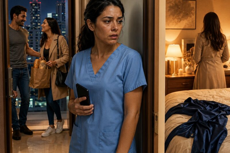 Mi Hijo De Cinco Años Me Dijo Que “La Señora Del Perfume De Vainilla” Usaba Mi Bata Cuando Yo Trabajaba En El Turno Nocturno… Esa Misma Madrugada Fingí Irme Al Hospital, Pero Regresé Y Encontré La Ventana De Mi Propia Recámara Encendida Como Si Mi Casa Ya No Me Perteneciera
