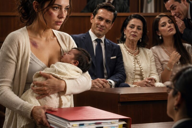 Entré al juzgado cargando a mi hijo recién nacido mientras el abogado de mi esposo sonreía como si yo ya hubiera perdido