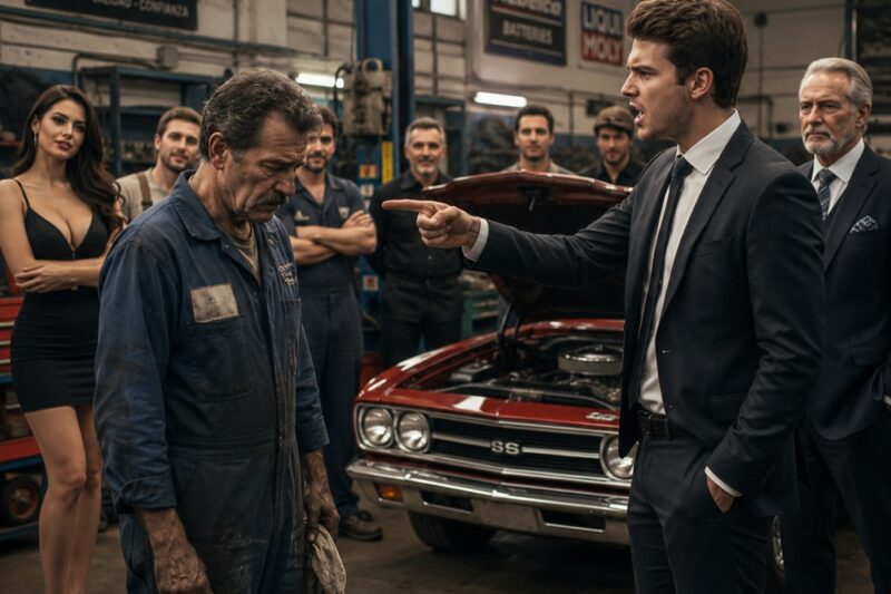 ¡DESPUÉS DE 40 AÑOS COMO MECÁNICO, MI JEFE DE 22 AÑOS ME HUMILLÓ DELANTE DE TODOS… HASTA QUE UN MILLONARIO LLEGÓ CON SU AUTO CLÁSICO Y LE DIO UNA LECCIÓN QUE JAMÁS OLVIDARÁ!