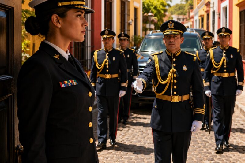 Mi hermana creyó que mi uniforme de la Marina arruinaría su boda real. Me borró de la lista de invitados, sonrió ante las cámaras y fingió que yo no existía. Pero tres horas después de entrar en la capilla del palacio, seis guardias reales aparecieron frente a mi casa en Veracruz… y la mentira que había ocultado durante años comenzó a resquebrajarse.