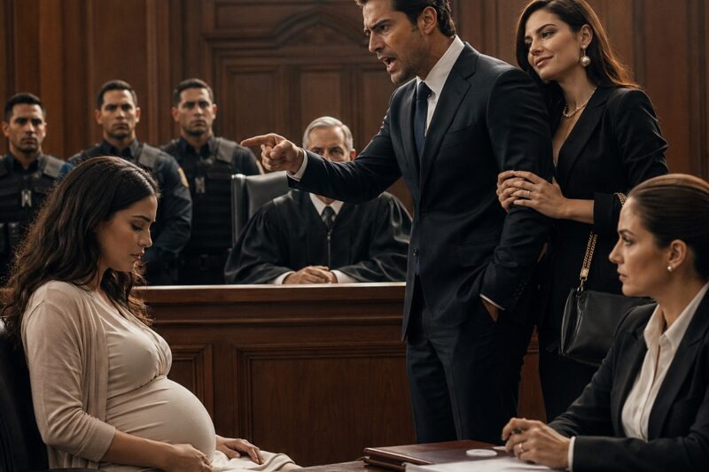 Mi esposo señaló mi vientre de ocho meses frente al juez y dijo: «Ella no tiene ingresos ni familia que la respalde. Exijo la custodia total». Su amante sonreía a su lado, creyéndose ya la nueva madre de mi hija. La sala quedó en absoluto silencio cuando cuatro escoltas armados abrieron las puertas del tribunal. Mi madre, cubierta con las esmeraldas heredadas de nuestra familia, caminó hasta mi lado y entregó un documento sellado en oro al abogado de mi esposo. «Mi hija es la única heredera de un fideicomiso europeo valuado en dos mil millones de dólares», anunció. «Y usted jamás volverá a acercarse a mi nieta».
