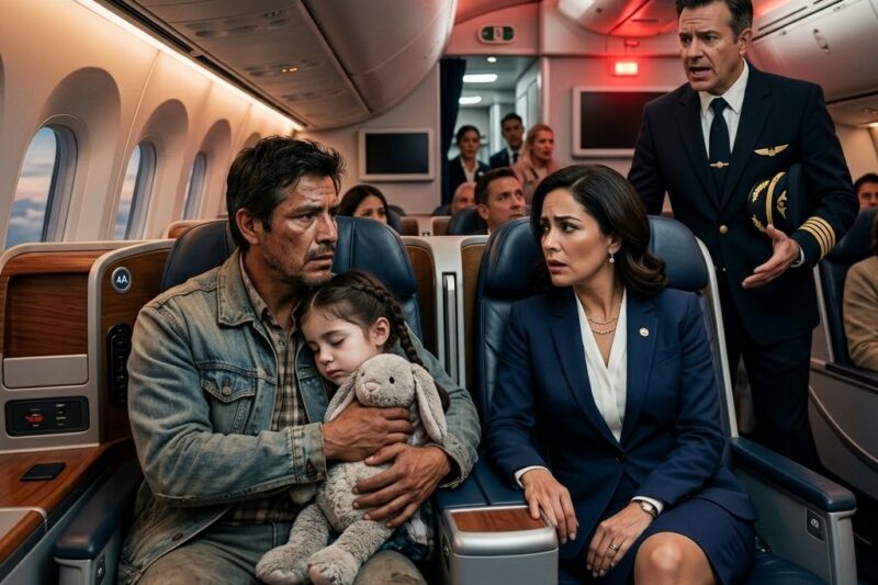 La CEO se burló de un padre soltero durante el vuelo, hasta que el capitán preguntó con pánico: “¿Hay algún piloto de combate a bordo?”