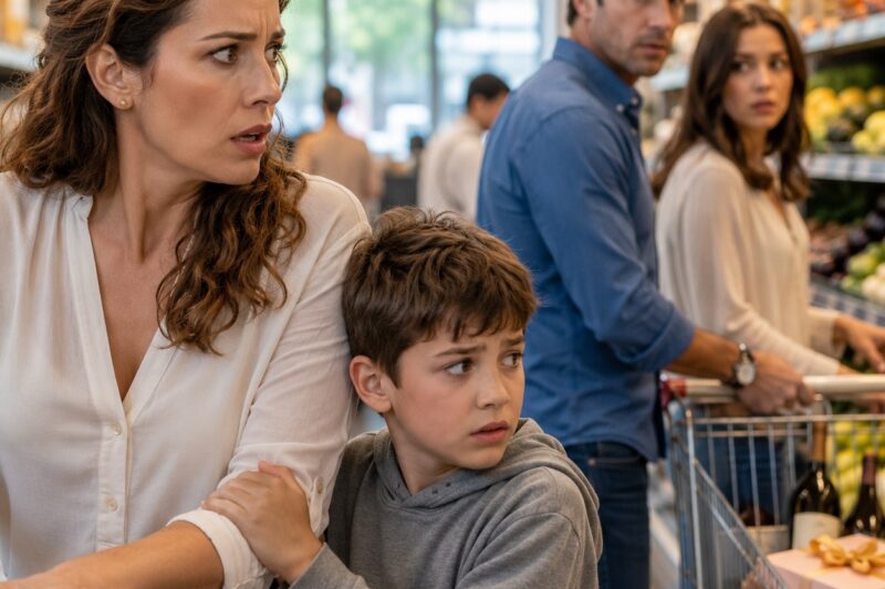 Mi Hijo de Nueve Años Me Acompañó al Súper y De Pronto Susurró: “Mamá… ¿Por Qué Está Aquí Mi Papá?”