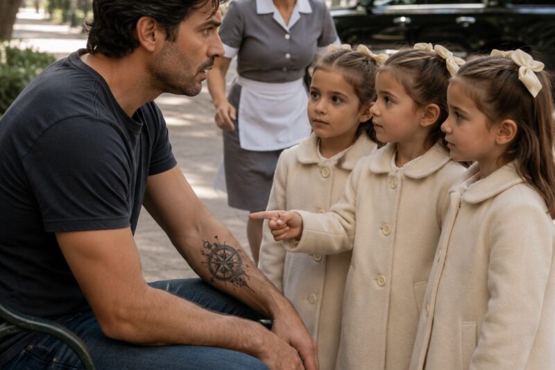 Las trillizas se acercaron a un padre soltero y dijeron inocentemente: «Hola, señor, NUESTRA MAMÁ TIENE UN TATUAJE EXACTAMENTE IGUAL AL SUYO».