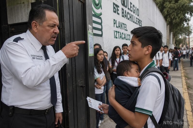 —¿Vienes a presentar examen o a dar lástima con ese bebé prestado? —me dijo el vigilante, señalando al niño dormido contra mi pecho.  Yo tenía quince años, una credencial doblada por el sudor y un secreto que nadie en la fila del Colegio de Bachilleres de Iztacalco podía saber: ese bebé no era mi hijo, era mi sobrino, y su mamá no había vuelto desde la madrugada.