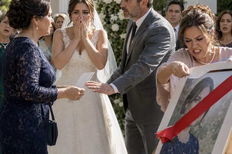 Llegué a la boda de la hija que crié durante veinticinco años… pero antes de cruzar la puerta, vi mi foto colgada en la entrada, con una cinta roja pegada sobre mi rostro y un enorme letrero que decía: «CUIDADO. NO DEJEN ENTRAR A ESTA MUJER»
