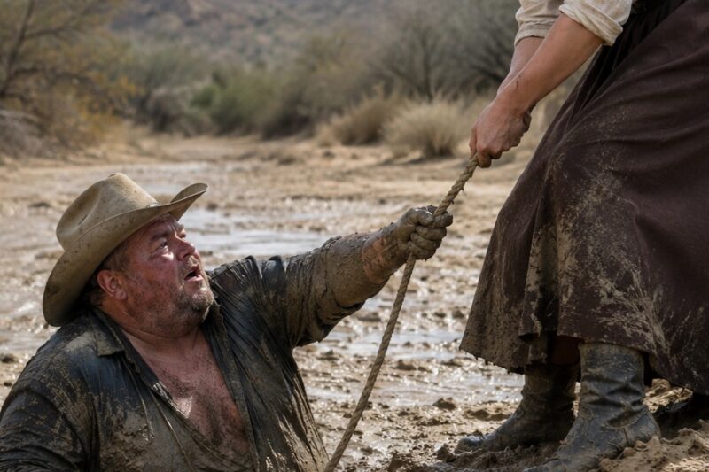 Ella Rescató a un Vaquero “Demasiado Gordito” de un Pantano, Tres Días Después Él Regresó con 100 Hombres Armados….
