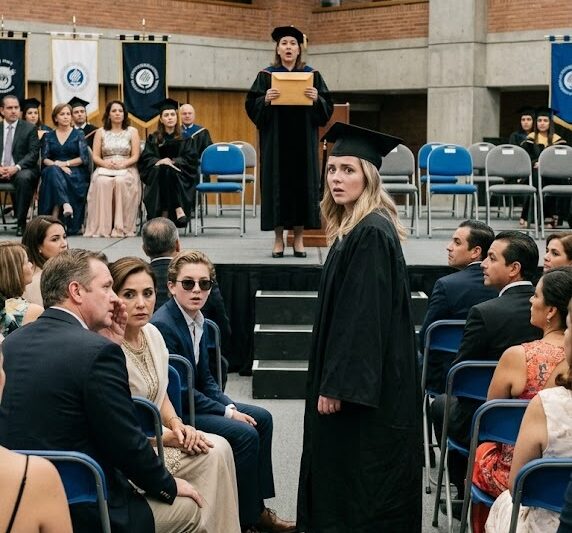 En mi graduación del Tec de Monterrey, mi papá murmuró: “Hoy se acaba el gasto en esta inútil”, justo antes de que la rectora detuviera la ceremonia, mostrara una carpeta sellada y dijera que mi familia llevaba seis meses viviendo gracias a algo que yo había firmado en secreto.