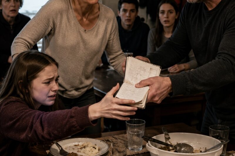 Mi prometido le arrancó la libreta a mi hija frente a todos y dijo que una niña “decente” no necesitaba apuntar gastos de la casa. Lo que no sabía es que esa libreta no era de juegos: ahí estaba escrito el día exacto en que él empezó a quitarnos dinero.