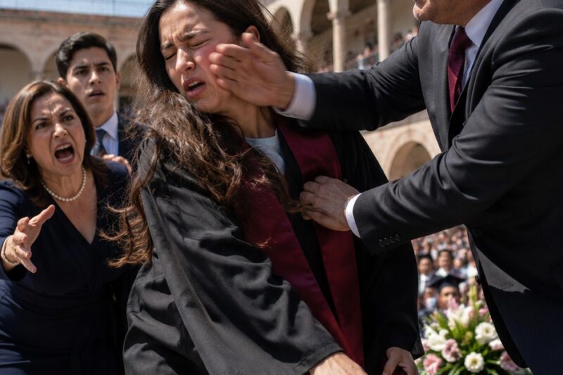 En mi ceremonia de graduación, mi padre me dio una bofetada tan fuerte que mi birrete salió volando. Mi madre gritó: “¡No eres más que una inútil con toga!”. Todos esperaban verme llorar, pero recogí mi diploma, pedí el micrófono y conté la verdad que mi familia había ocultado durante cuatro años.